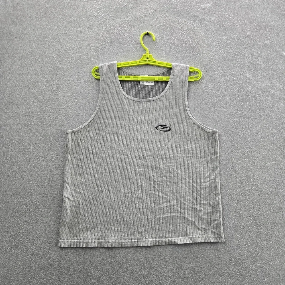 VINTAGE Speedo Men Swimwear L/G Gray Swim Tank Logo Sleeveless